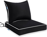 MIULEE Outdoor Seat Cushion Set Black 22 x 22 x 3 Inch Waterproof & Fade Resistant Deep Seat and back Patio Furniture Cushions with Handle and Adjustable Straps Cushions for Chair Couch - Miulee